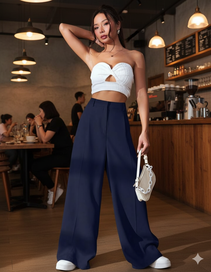 Women Smart High-Rise Easy Wash Pleated Trousers