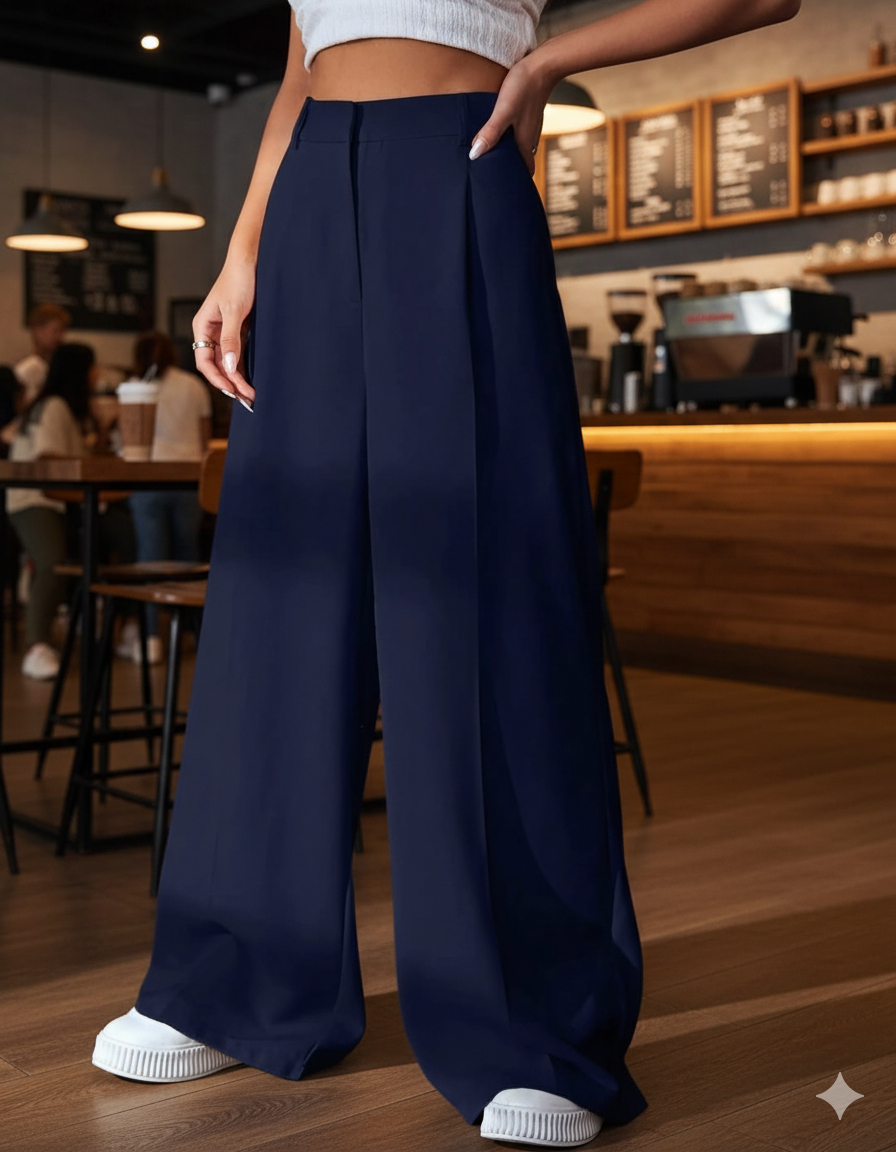 Women Smart High-Rise Easy Wash Pleated Trousers