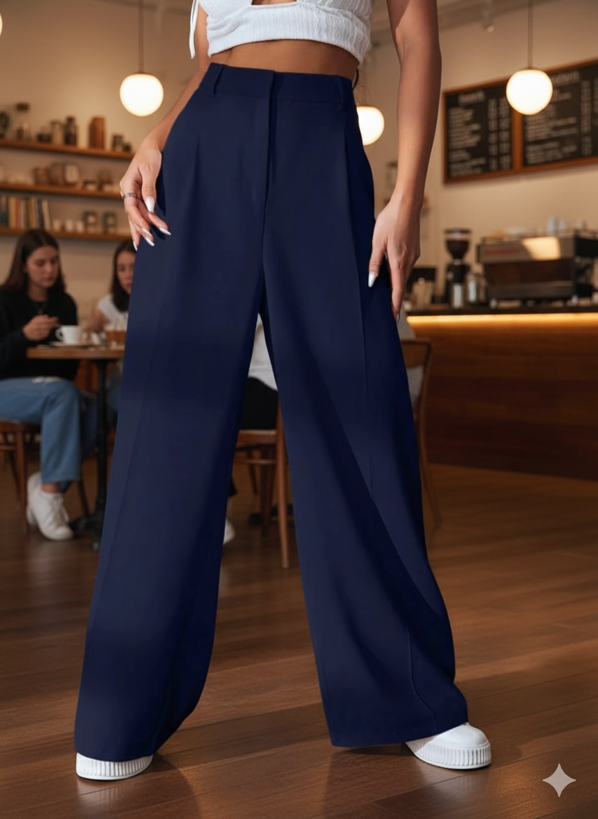 Women Smart High-Rise Easy Wash Pleated Trousers