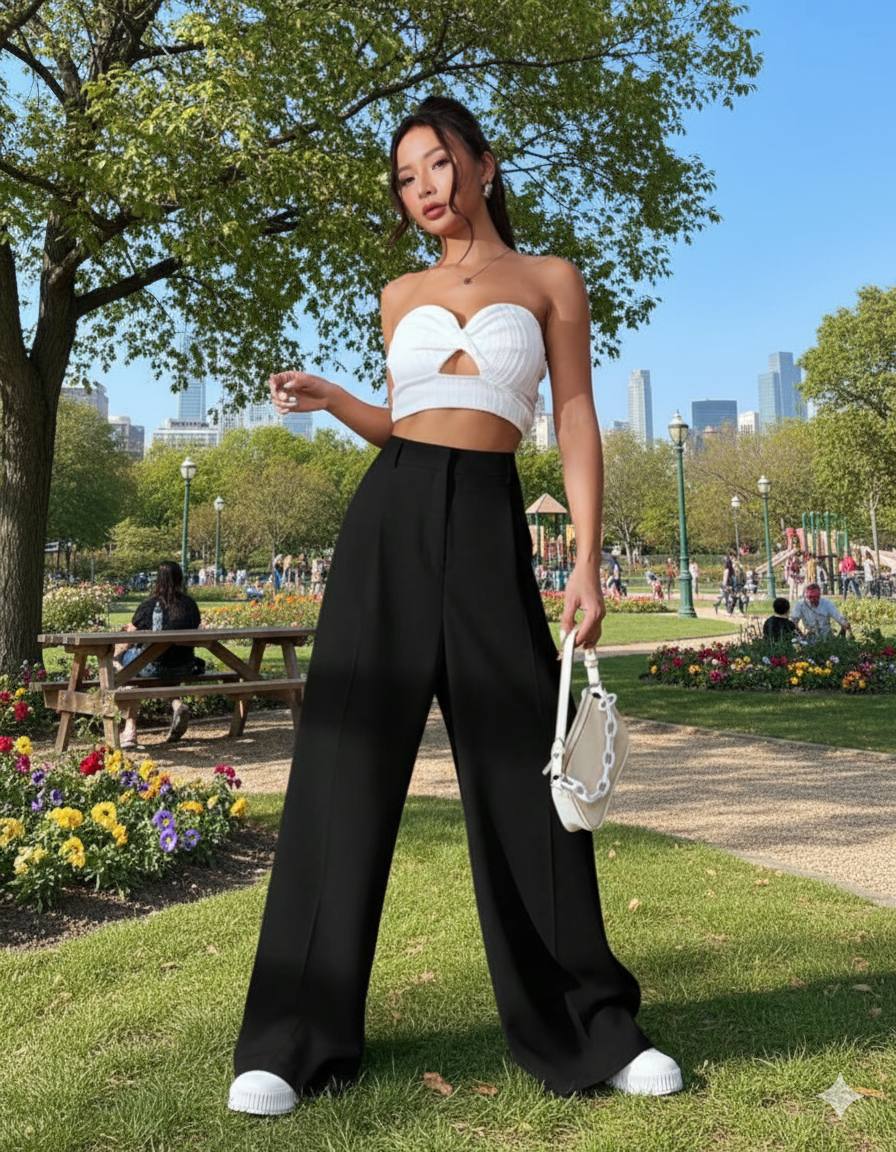 Women Smart High-Rise Easy Wash Pleated Trousers