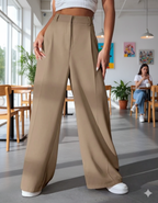 Women Smart High-Rise Easy Wash Pleated Trousers