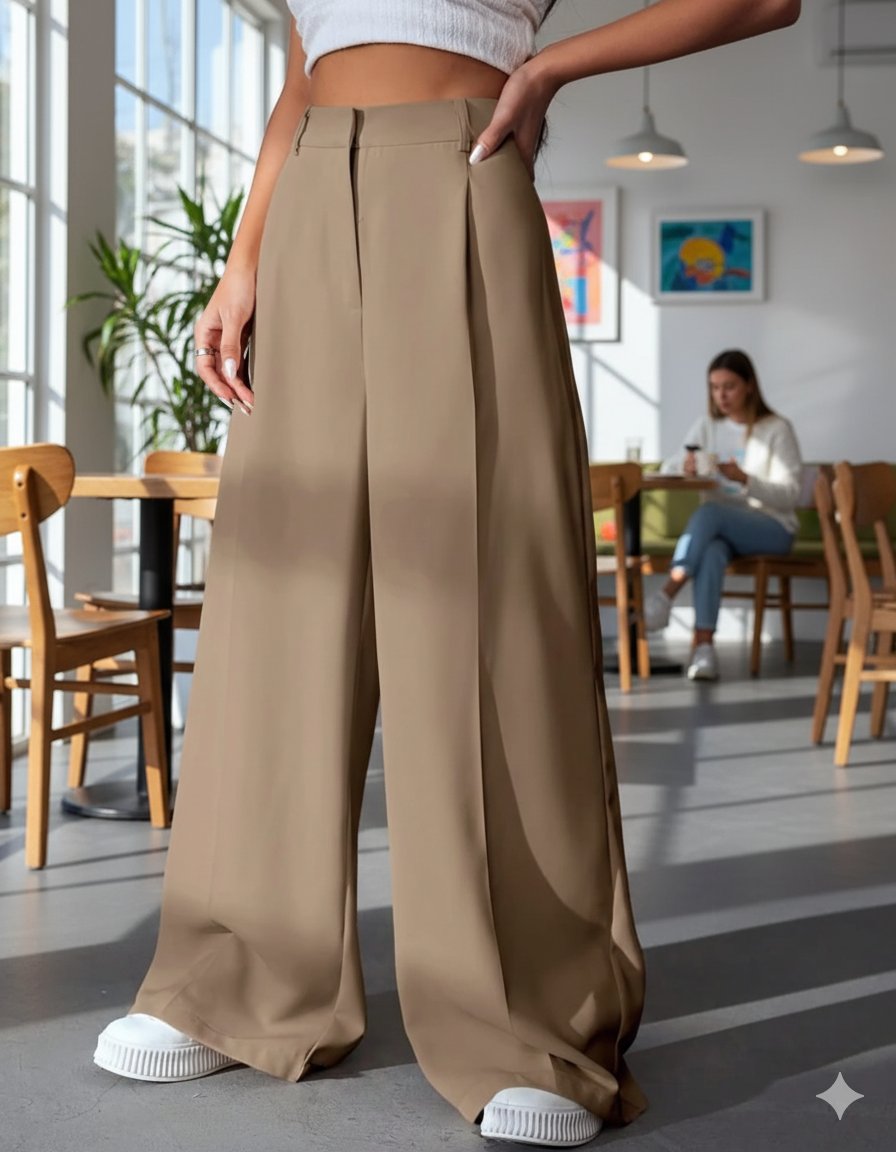 Women Smart High-Rise Easy Wash Pleated Trousers