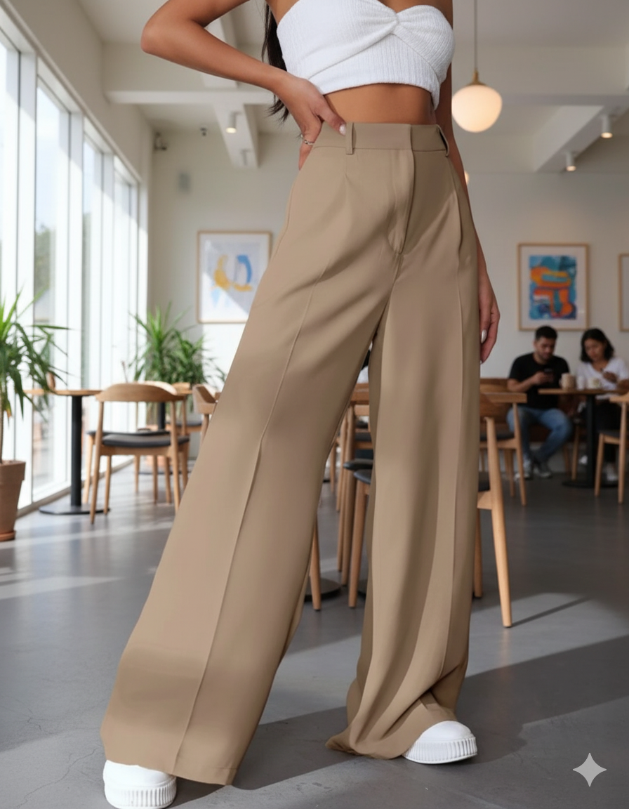 Women Smart High-Rise Easy Wash Pleated Trousers