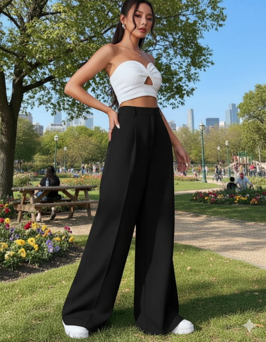 Women Smart High-Rise Easy Wash Pleated Trousers