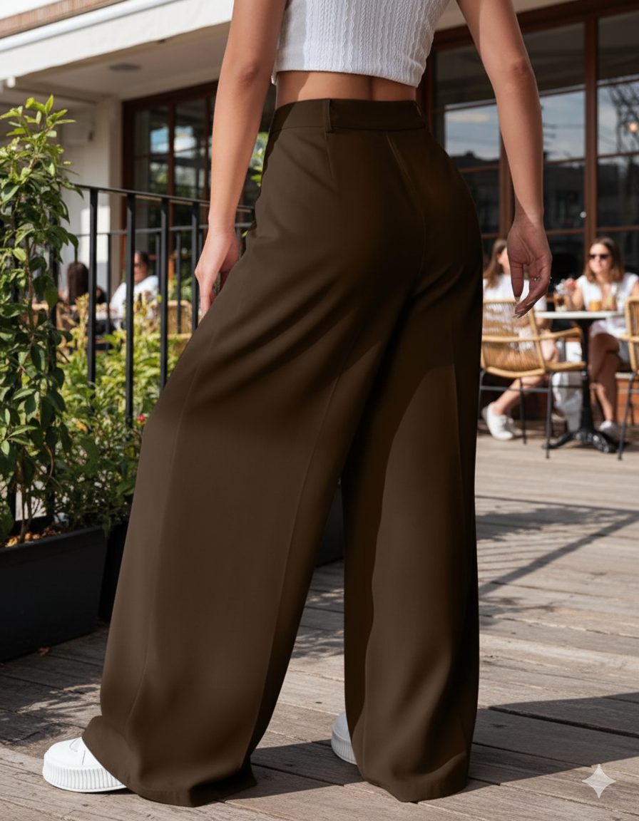 Women Smart High-Rise Easy Wash Pleated Trousers