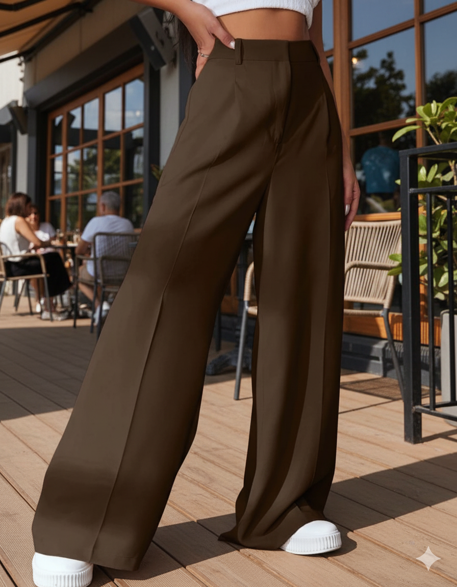 Women Smart High-Rise Easy Wash Pleated Trousers