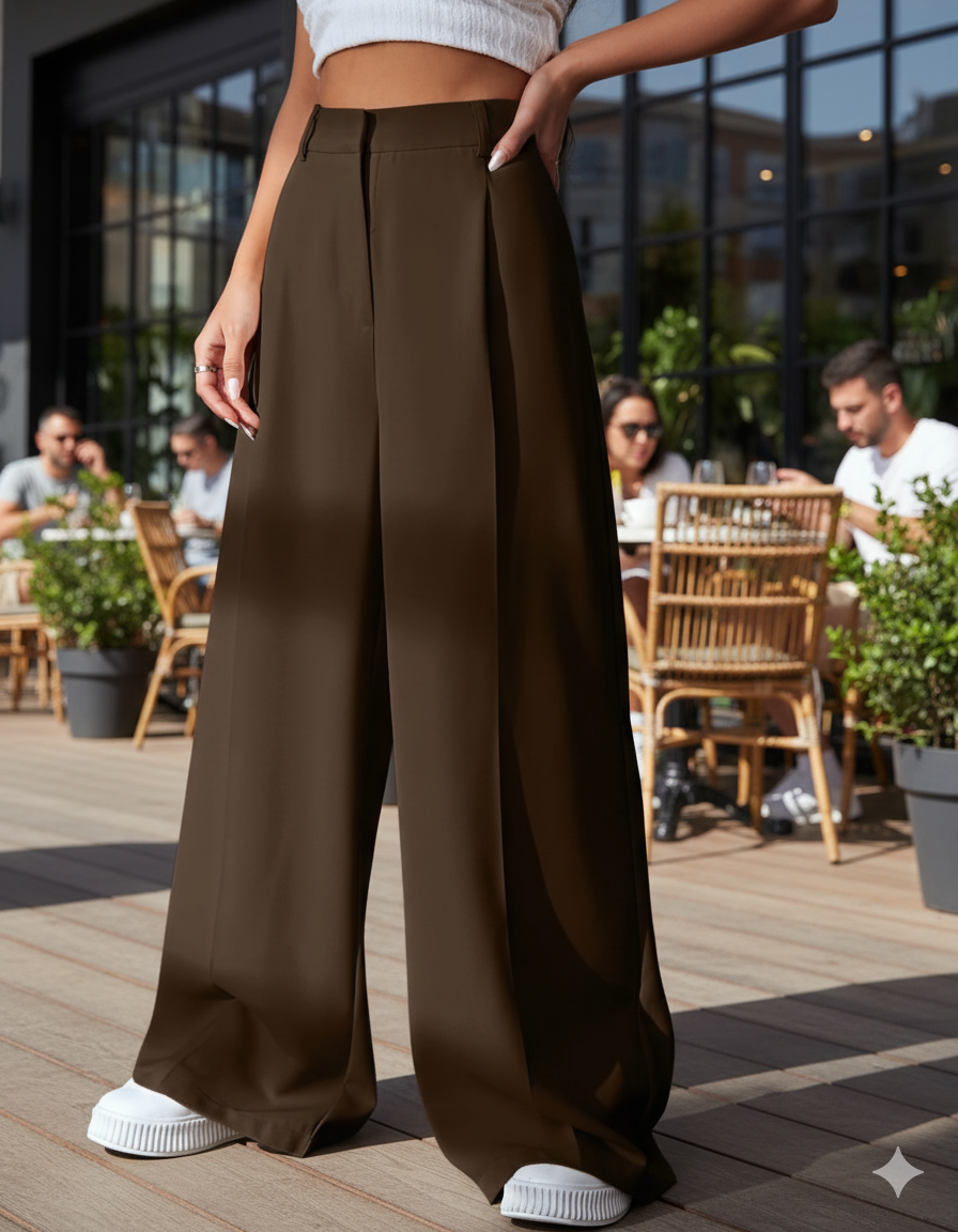 Women Smart High-Rise Easy Wash Pleated Trousers