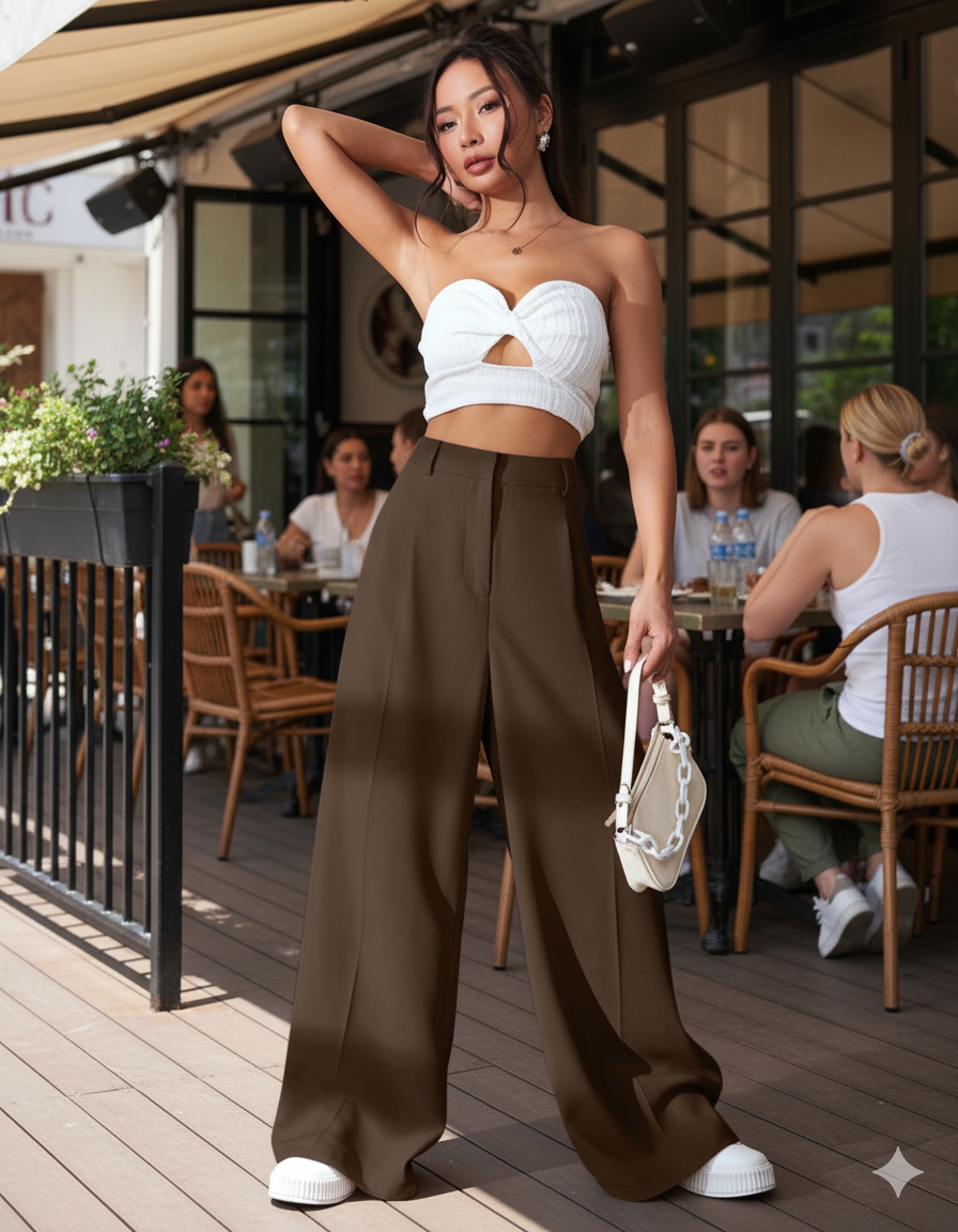 Women Smart High-Rise Easy Wash Pleated Trousers