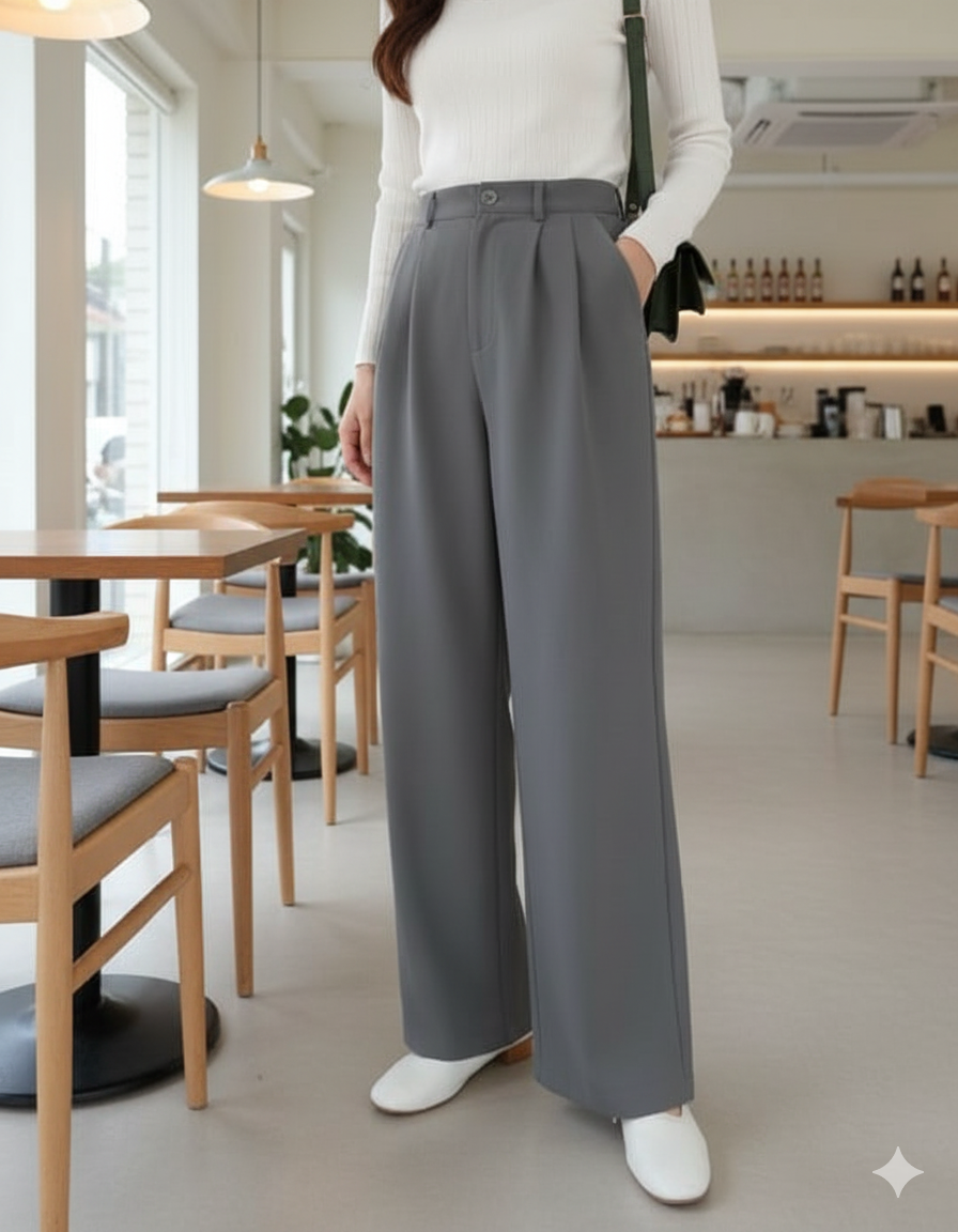 Women Smart High-Rise Easy Wash Pleated Trousers