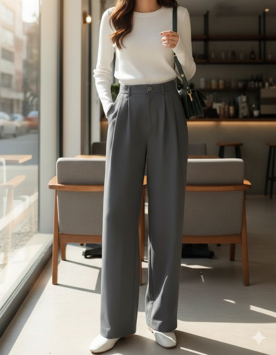 Women Smart High-Rise Easy Wash Pleated Trousers